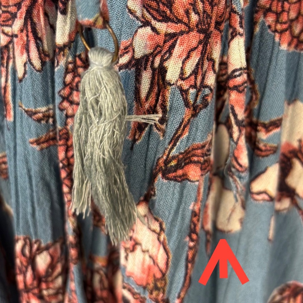 Angie Floral Boho Cardigan Kimono Blue Crochet Lace Bell Sleeve Womens Large - Picture 11 of 11